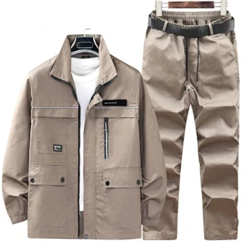 Men Tear Resistant Work Cargo Pants Elastic Waist Drawstring Multi Pocket Wear Resistant Outdoor Work Trousers M 4XL
