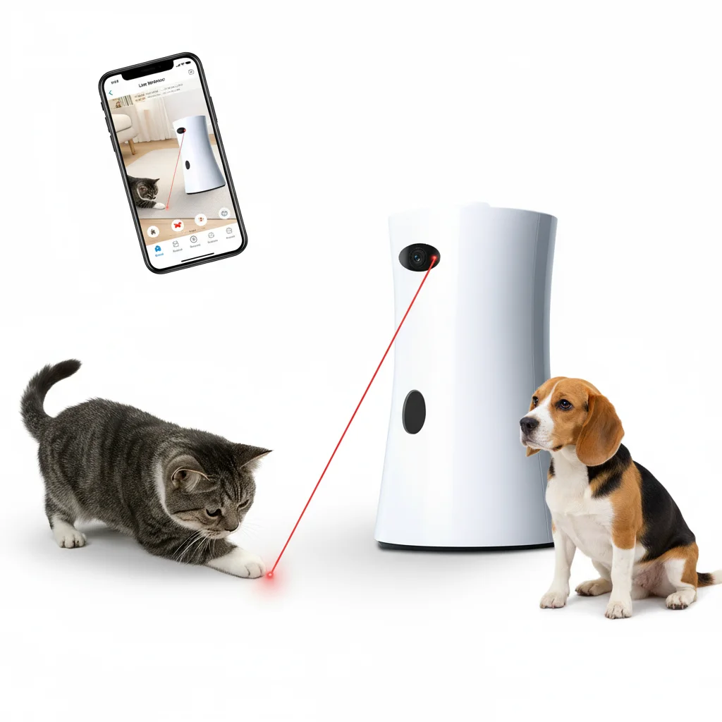 Factory Price Smart Pet Camera with 1080P HD, Remote Feeding, and 360° Rotation for Cats & Dogs