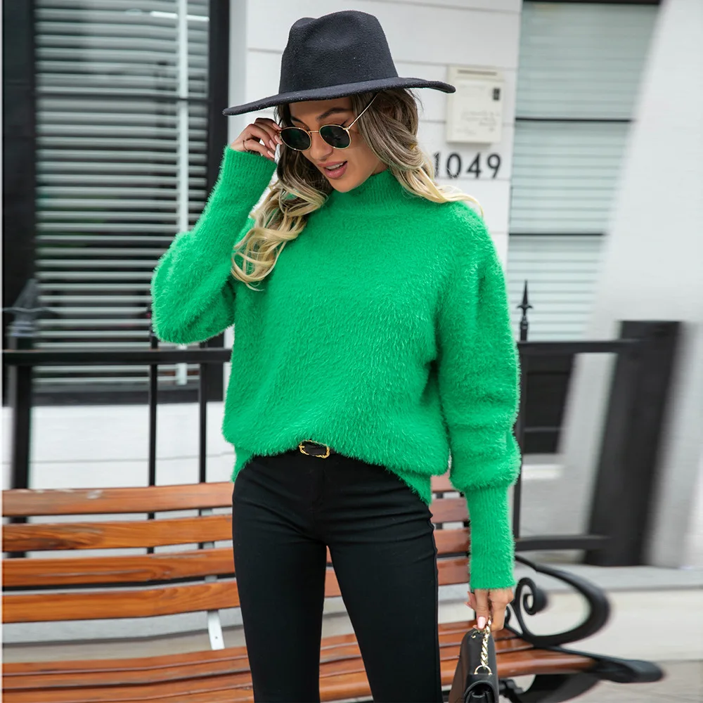 

Women's Fuzzy Turtleneck Sweater - Oversized Soft Knit Pullover In Multiple Colors for Fall Winter Casual Wear & Streetwear