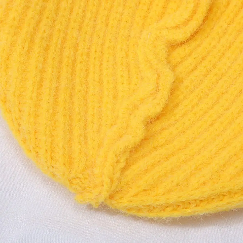 High Elasticity Patchwork Knit Beanie Patchwork Style Hole Design Warm Knitted Hat Cold Weather Resistant Beanie Hat