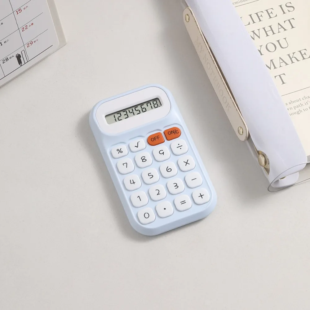8 Digits Cute Calculator Mechanical Keyboard Large Screen Arithmetic Calculator Durable Anti-fall Mini Pocket Calculator