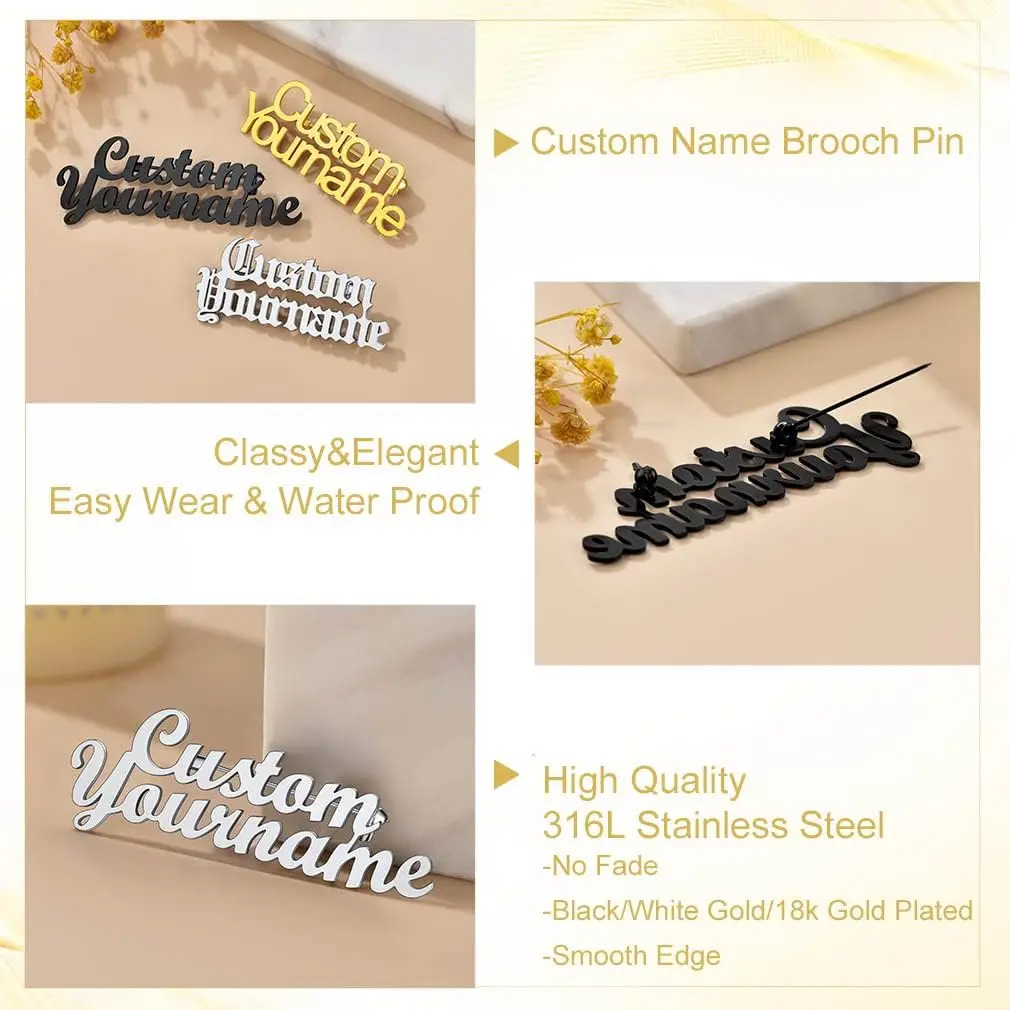Gepersonaliseerde naampins, handgemaakte op maat gemaakte tekst-flipkraagpins, kraagpins, kostuumpins. Een perfect gepersonaliseerd cadeau dat kan worden uitgedrukt op een kaartje