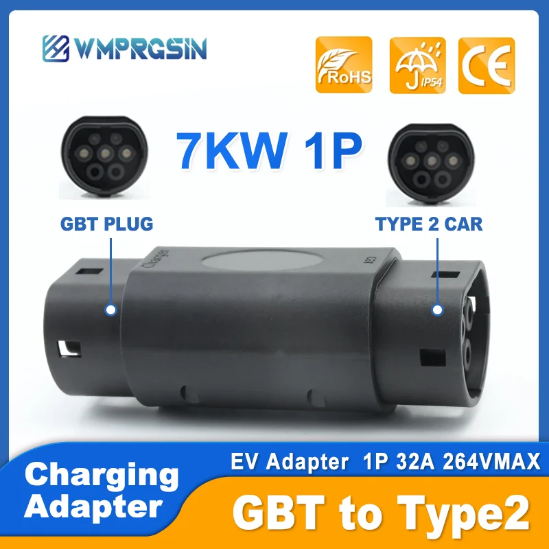 

GBT To IEC 62196 Type2 1 Phase Standard EV Charger Converter Adapter 16A 32A for EVSE Charging GBT to Type 2 EV Charger Adaptor