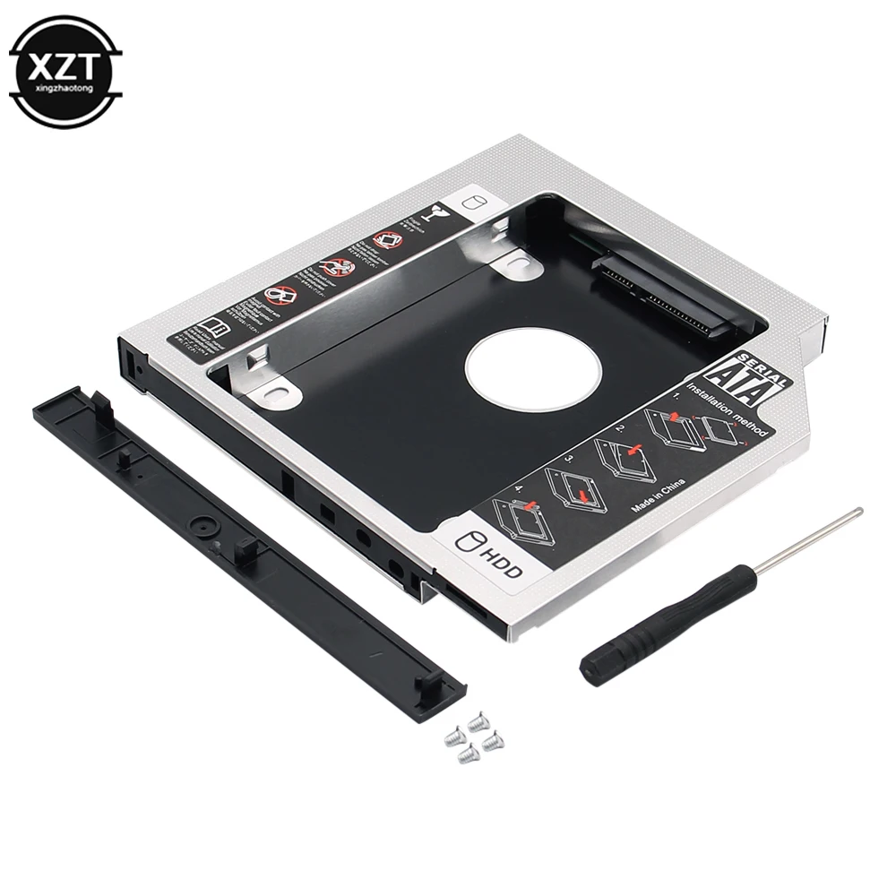 Hot 9.5mm 12.7mm Aluminum 2nd Second Hdd Caddy 9.5mm SATA 3.0 Optibay 2.5'' SSD DVD CD-ROM Enclosure Adapter Hard Disk Drive