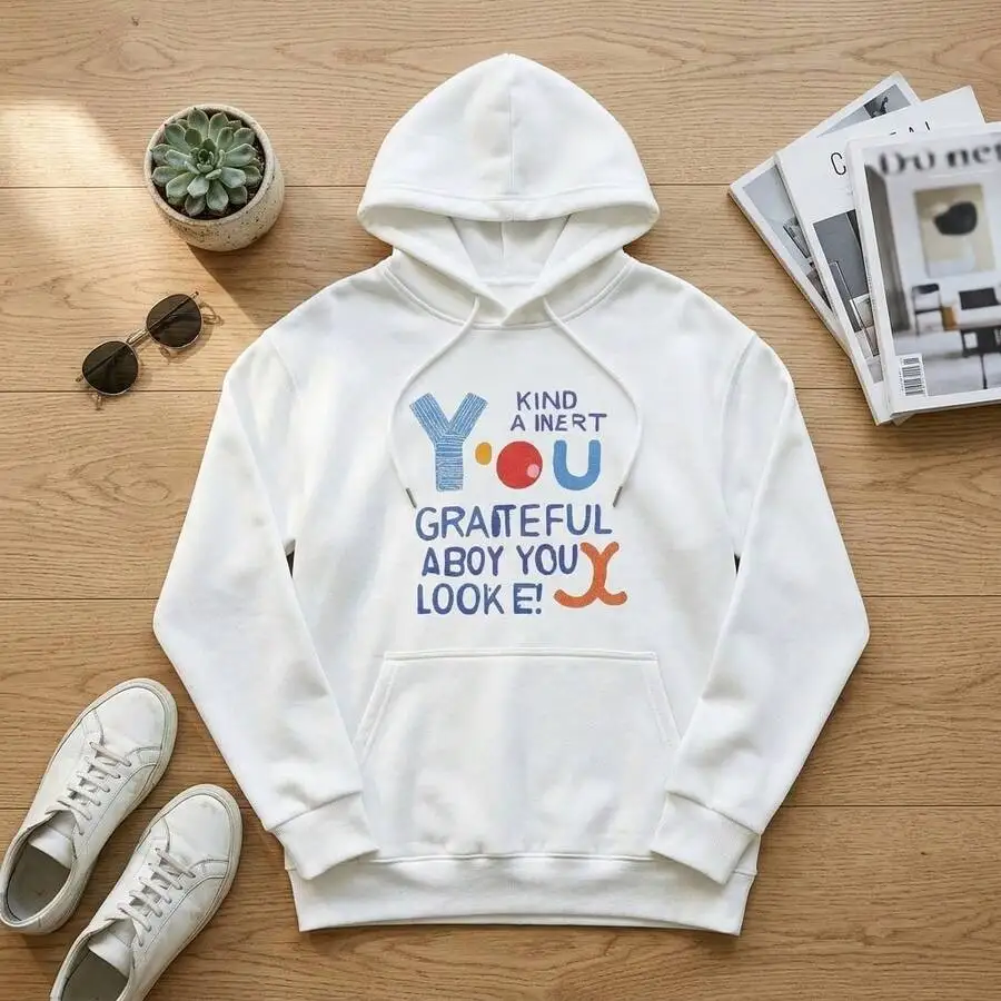 Sudadera con capucha extragrande con estampado gráfico para mujer KIND YOU A NURT GRATEFUL ABOUT YOU LOOKE Multicolor Naranja X Print Negro Ropa urbana para uso diario