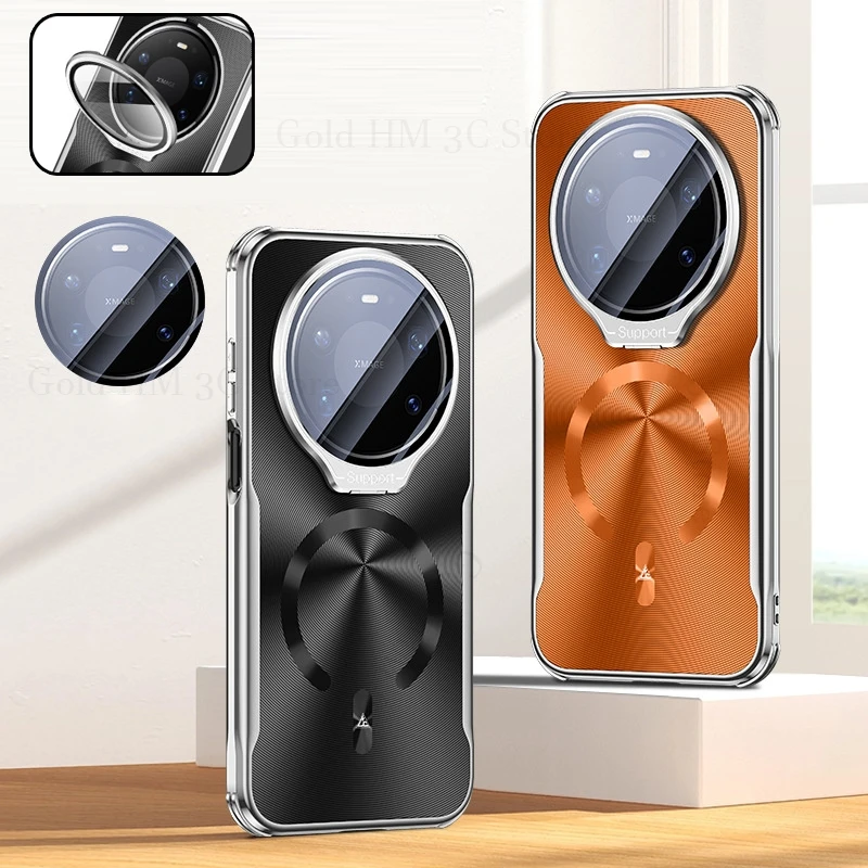 

Armor Plating Magnetic For Magsafe Case For Huawei Mate 70 80 Pro Max Wireless Charging Flip Lens Kickstand Cover Pura 80 70 Pro