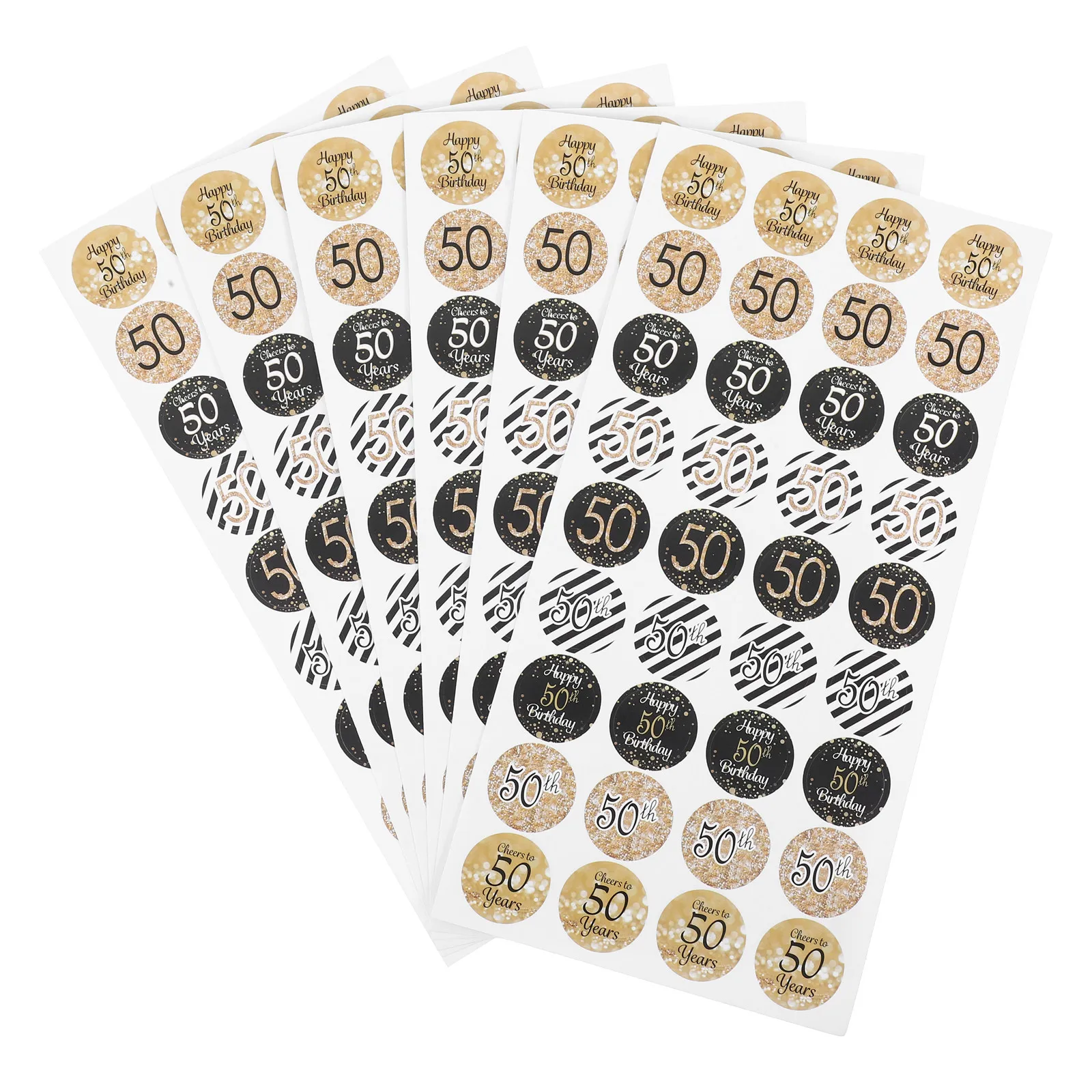 

216Pcs Birthday Sticker Pack 50Th Anniversary Theme Creative Printed Decals Safe Material for Food Packaging Photo Backdrop