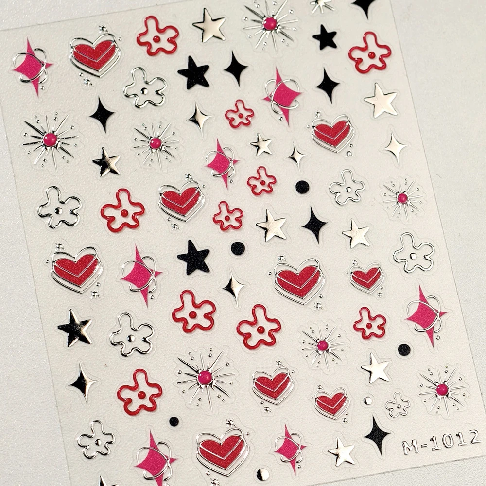 Autocollant de luxe pour Nail Art de mariage, perle rouge, broderie festive de Style chinois, glamour, décoration auto-adhésive 5D, décalcomanie de manucure