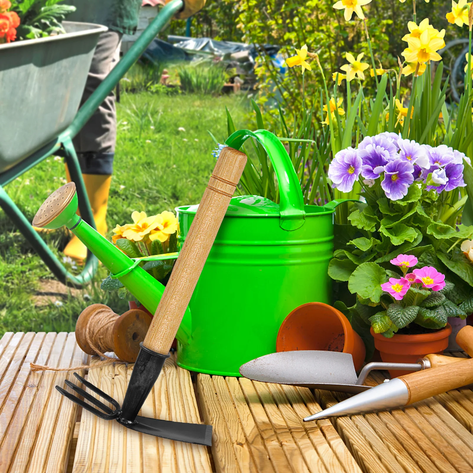 

7.5cm Garden Hoe with Carbon Steel Dual Head for Weeding Digging Soil Aeration Vegetable Beds Hand Held Cultivator Lightweight