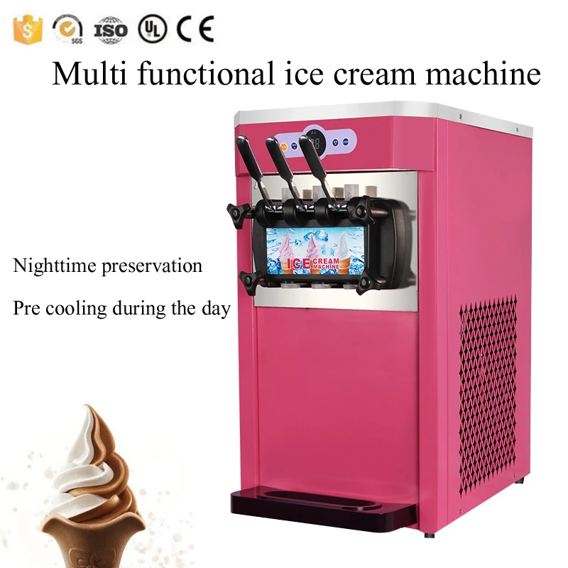 Soft Ice Cream Machines Commercial Sorbet Coolers Tricolor Desktop Sweet Cone Freezing Equipment Vending Machine