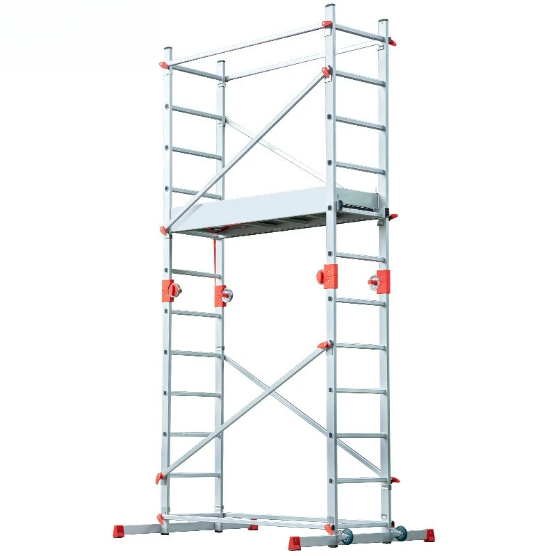 

Herringbone aluminum alloy household ladder climbing ladder mobile portable engineering decoration platform folding scaffold
