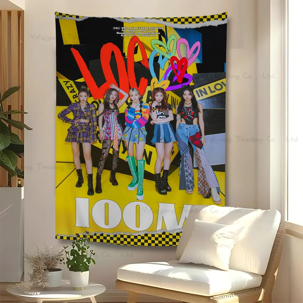 ITZY Korean Singers Hanging Bohemian Tapestry Hanging Tarot Hippie Wall Rugs Dorm Wall Hanging Home Decor