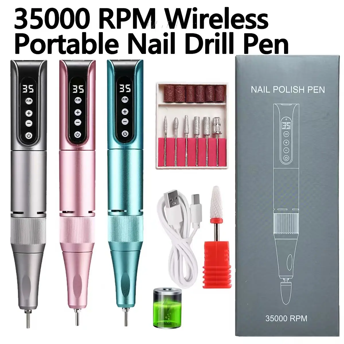Taladro de uñas inalámbrico DuoFu de alta potencia y bajo ruido, lima de uñas eléctrica recargable para el hogar, herramienta de manicura para salón, ideal para regalos festivos.