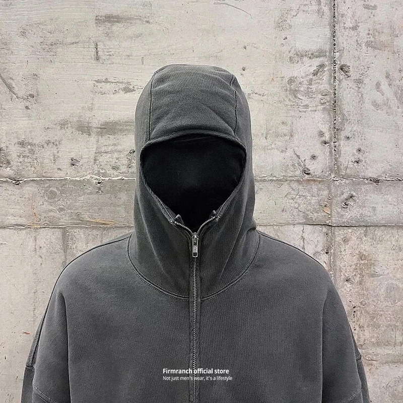 Firmranch Korean Fashion Ninja Zip Up Hoodies Jacket Men Women High Quality Cotton Mask Hooded Loose Streetwear Coat