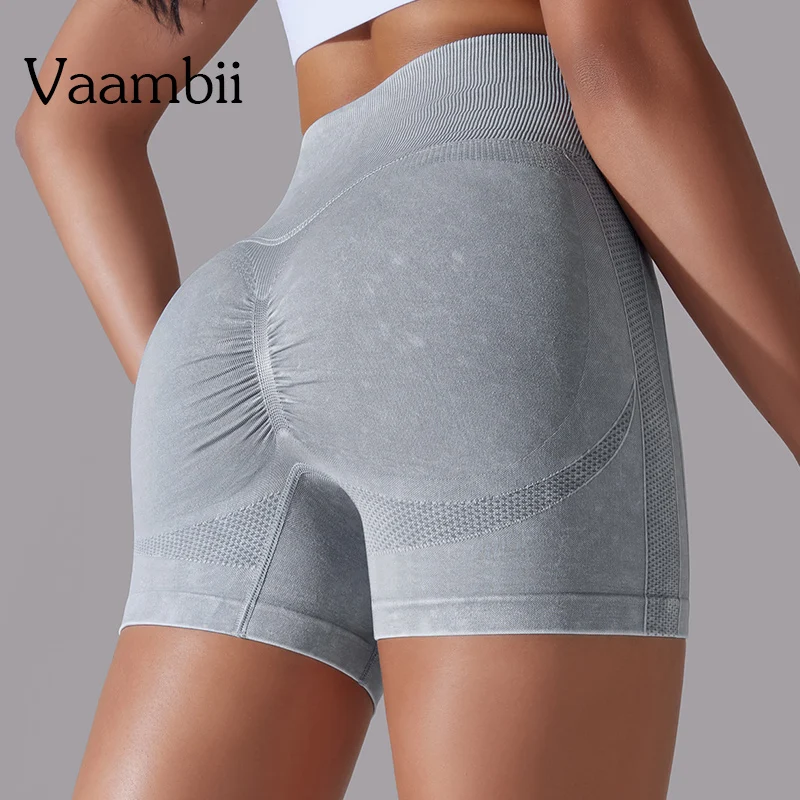 

High Waist Lift Butt Fitness Ladies Yoga Shorts Wash Style Running Short Pants Seamless Gym Shorts Women Yoga Shorts Sportswear