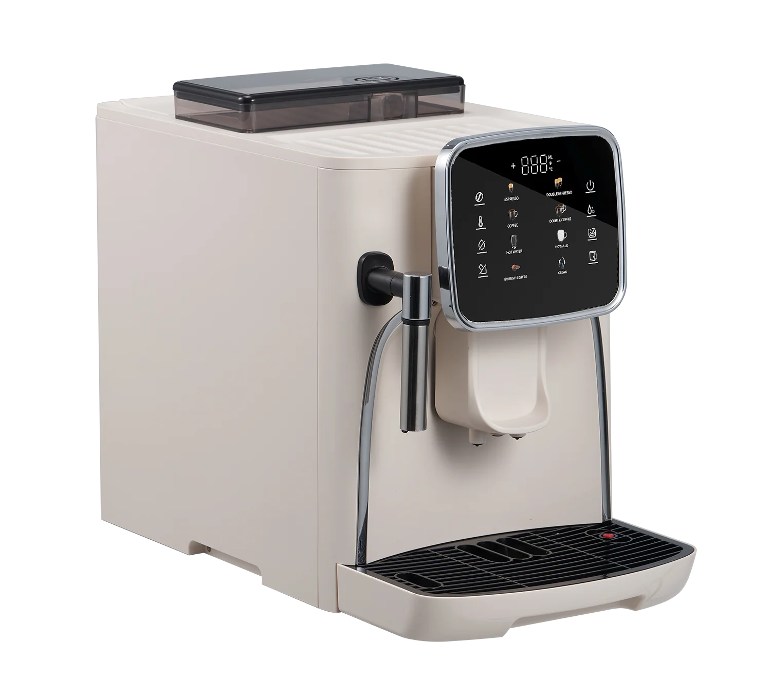 Gran oferta, cafetera totalmente automática de café expreso para el hogar con espuma de leche en polvo para granos de café con pantalla táctil