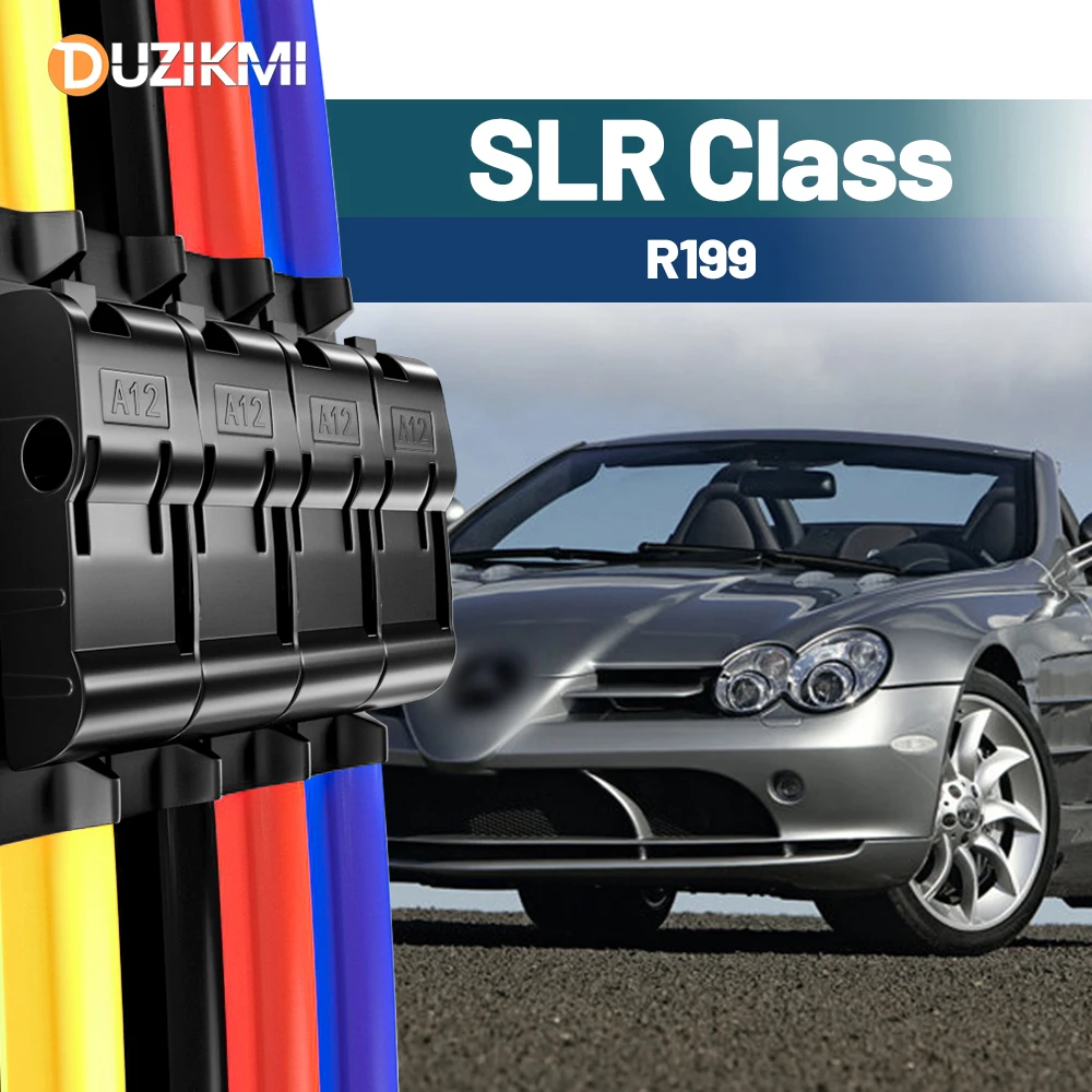 

For Mercedes Benz SLR Class R199 2004-2010 2005 2006 2007 2008 2009 2pcs Front Windshield Windscreen Wiper Blades Red Blue