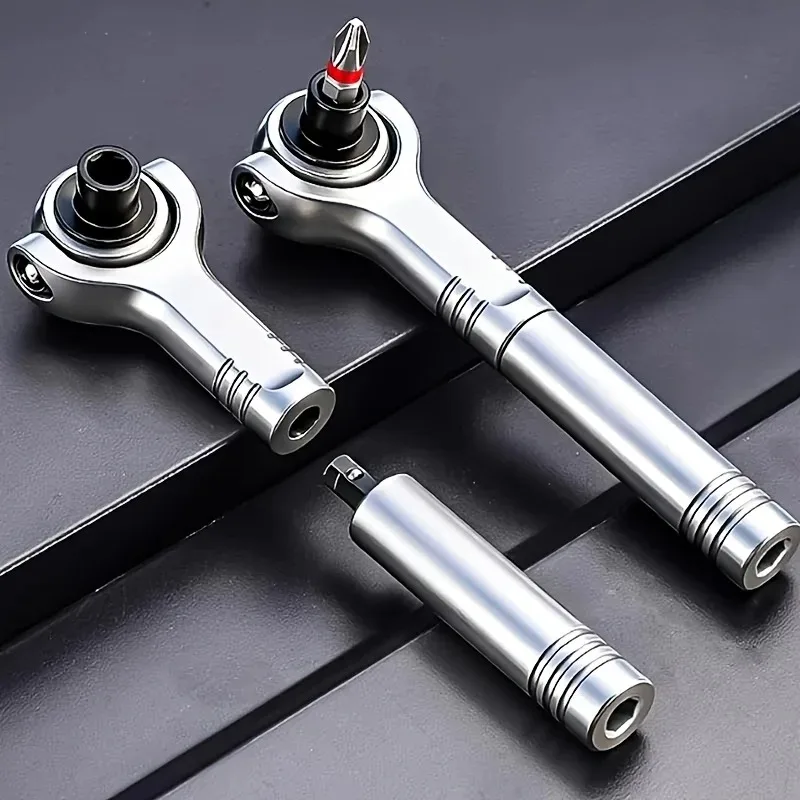 Magnetic Ratchet Screwdriver Set Universal Socket Bit Multi-angle Forward Reverse Adjustable Motorcycle Repair Tool Kit