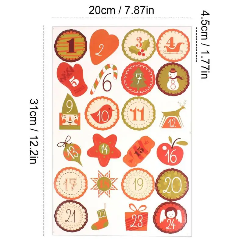 Merry Christmas Stickers 24 Days Christmas Advent Calendar Number Sticker Round Label Tag Seal Sticker Christmas Party Supplies image 6