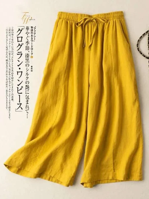 

Cleanfit Cotton Linen Wideleg Pants mid Low Waist Spring Seasonal Women's Casual Trousers Falling Sle ket Design