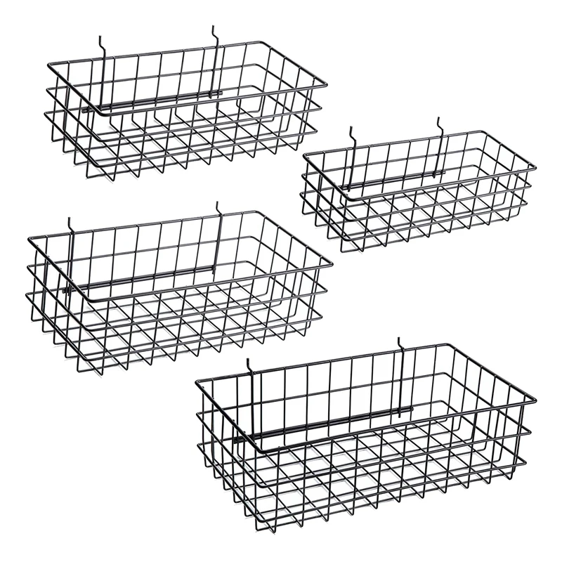 

Pegboard Baskets Set Of 4,Hooks To Any Peg Board Wire Shelf Bins Organize Tools,Workbench,Accessories,Garage Storage