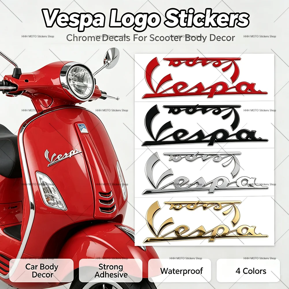 Image of Vespa 3D PVC Textur-Aufkleber Motorrad-Emblem Abzeichen Dekorfolien für LX150 LX LXV S125 Roller Kraftstofftank Rad-Dekor Zubehör