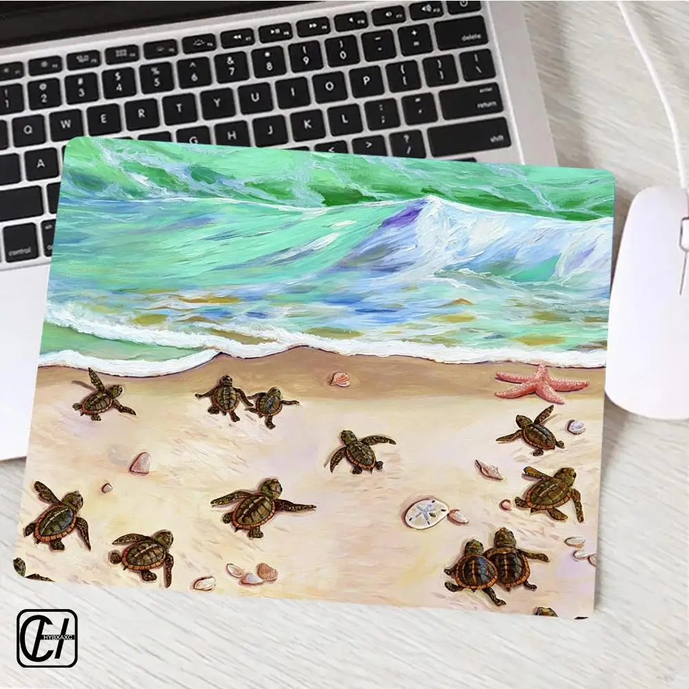 Adorable Turtle Starfish Round Mouse Pad Ocean Non-Slip Turtle Decor Desk Mat Interior Offices Accessories Laptop Setup XAXC