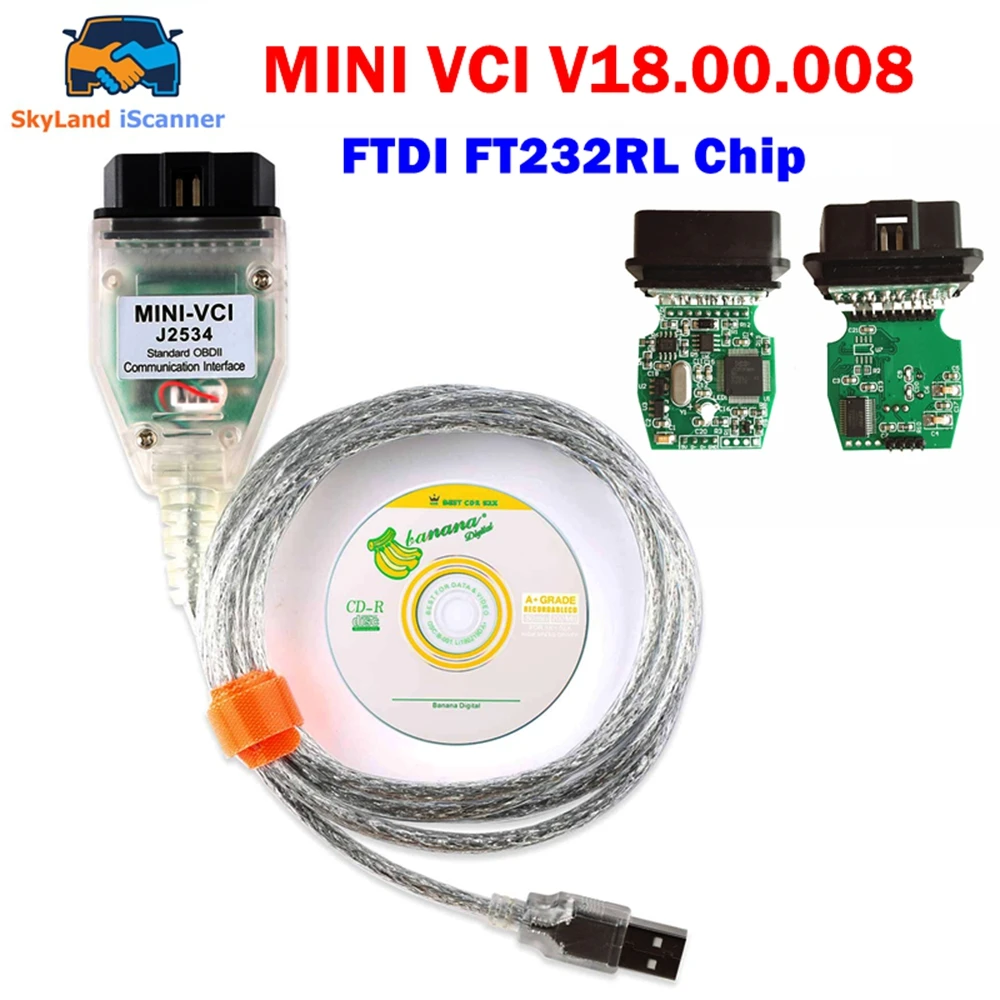 New V18.00.008 For Toyota Mini VCI TIS Techstream OBD2 Diagnostic Cable With FTDI FT232RL Full Chip OBD2 Car Diagnostic Scanner