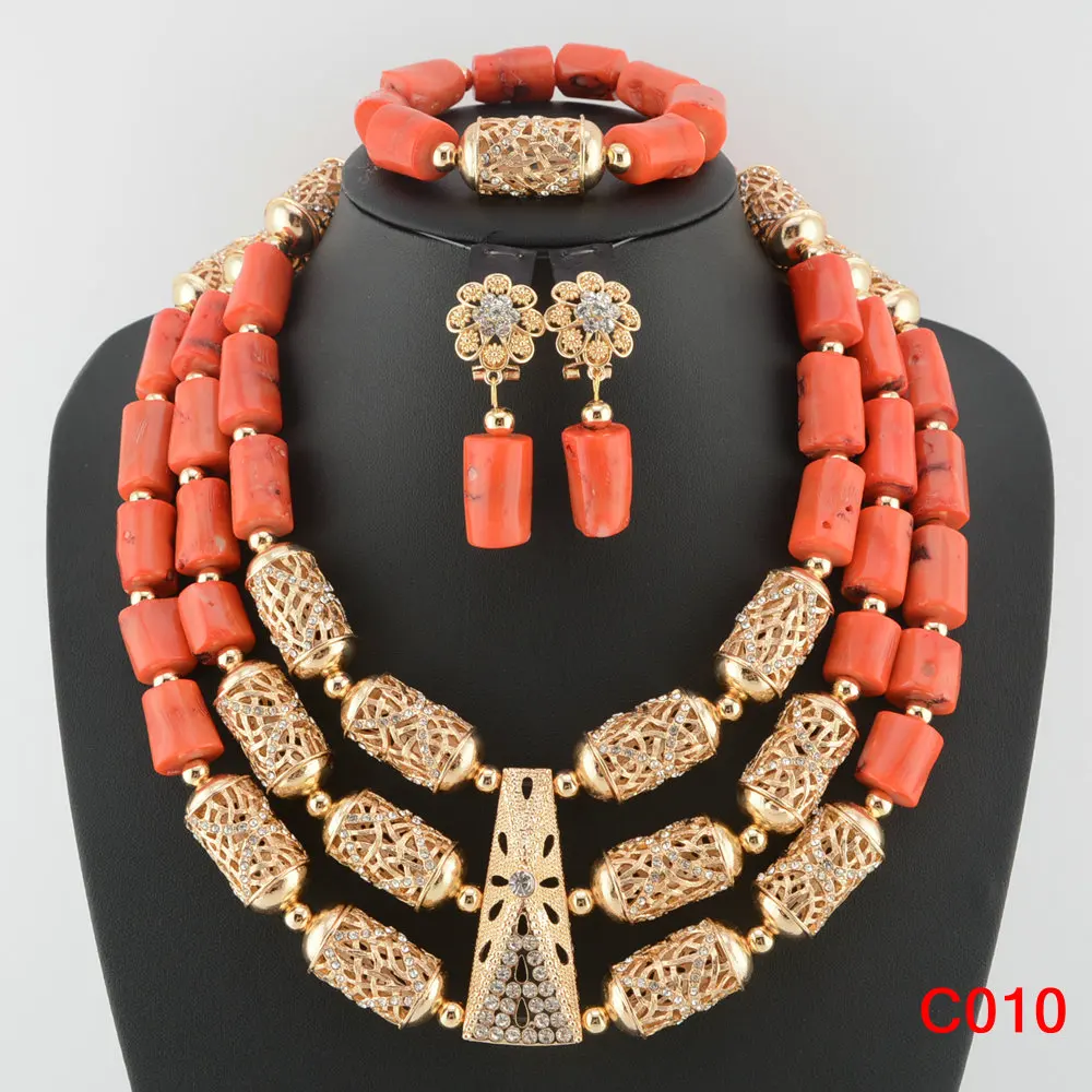 Fantastic Nigerian Wedding Coral Beads Jewelry Set Original Coral Bead Necklace Set Traditional Wedding African Jewelry