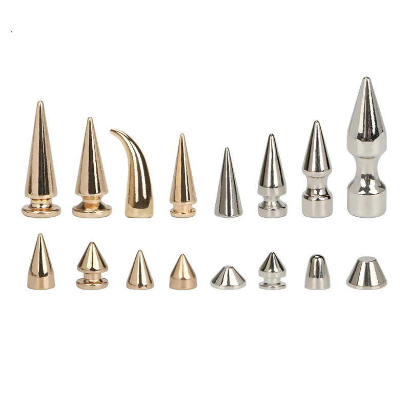 10 Sets Silber Gold Kegel Spikes Schraubbolzen Nieten Metall Baum Spikes und Nieten Metallic Schraubverschluss für DIY Lederbekleidung – Detail 4
