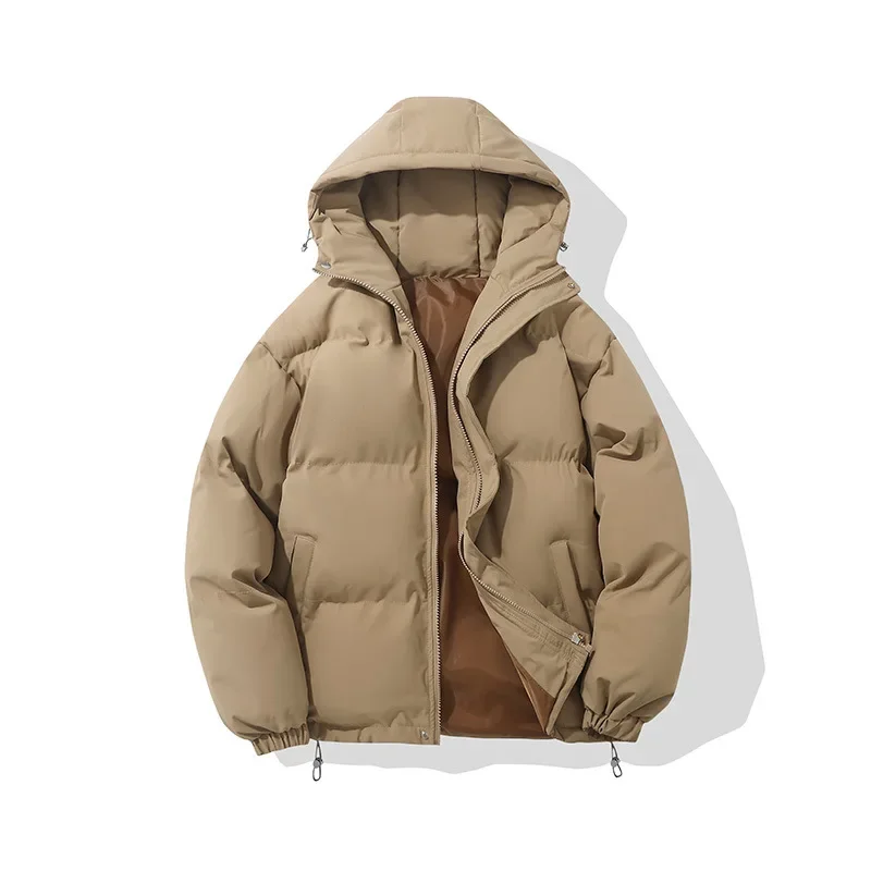Autumn and Winter Solid Hooded Thickening Warm Fashion Puffer Jacket Women Long Sleeves Loose Zipper Design Coat Women Clothing