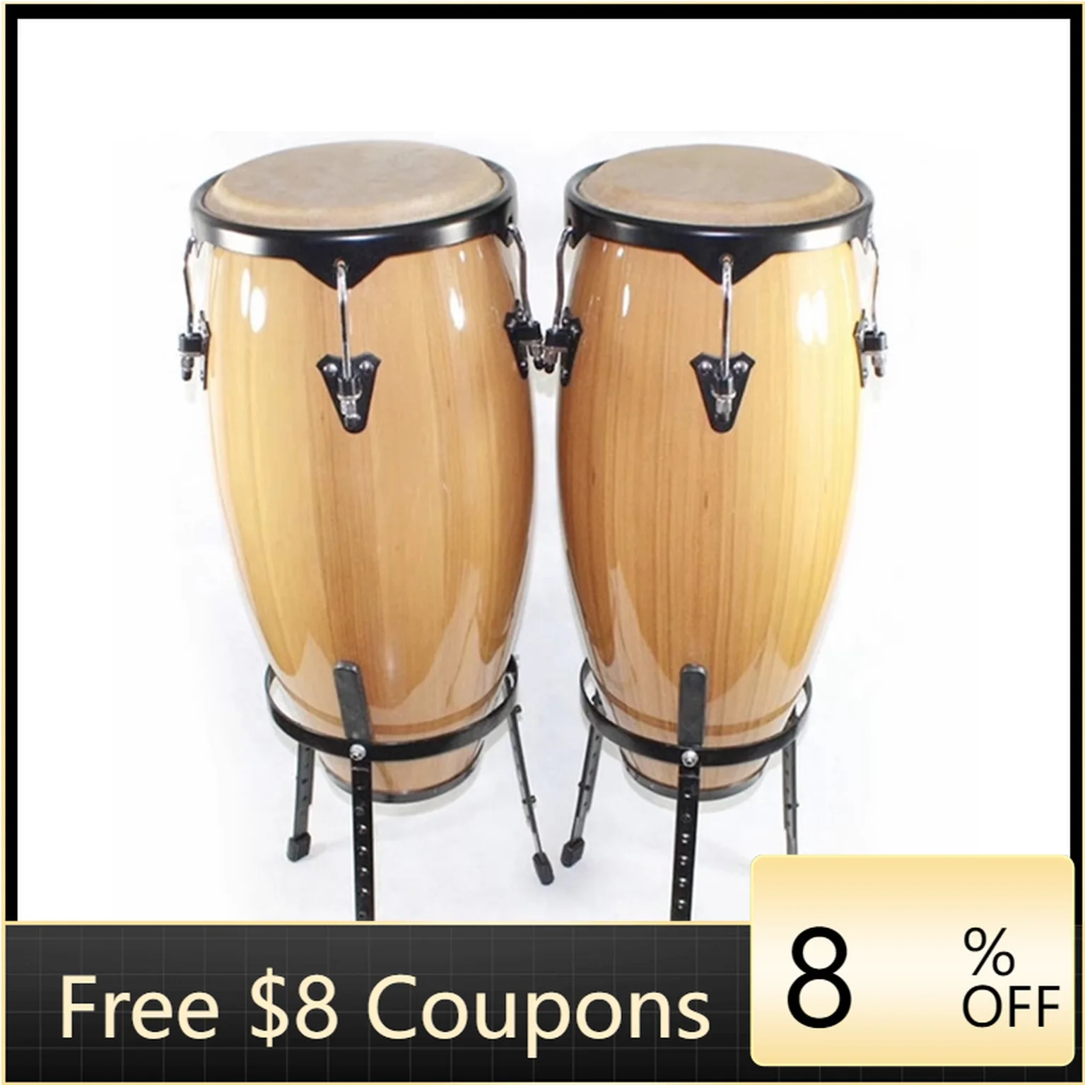 STLF Latin Style Cowhide Hand Drum Set in 10-inch and 11-inch Sizes, Suitable for bar Performances and Playing.