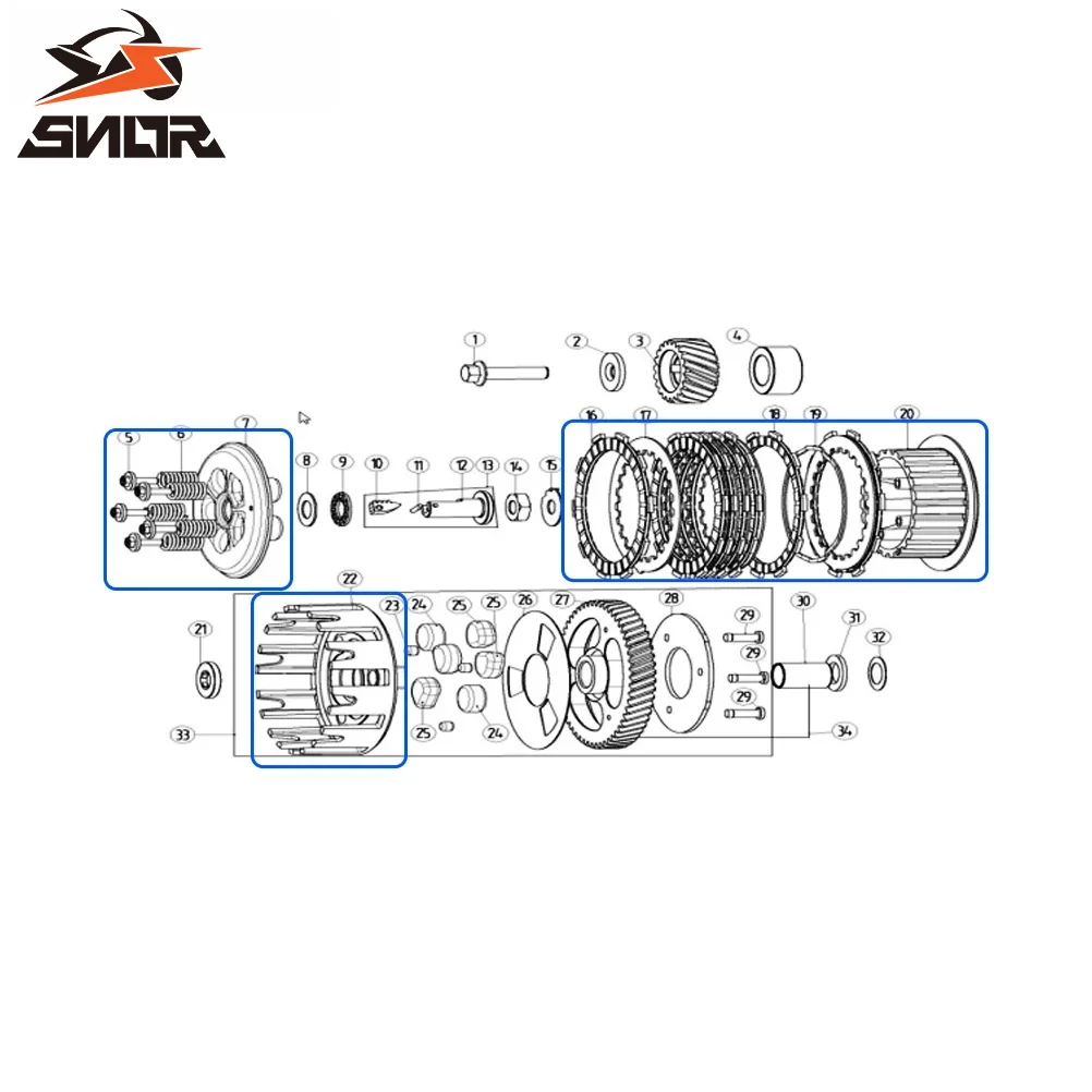 SNOR Motorcycle Clutch Hub Assembly Sleeve Outer Cover Gear Center Drum For YAMAHA DT230LONCIN MT250 GPX TSE250R Pit Dirt Bikes - view 3