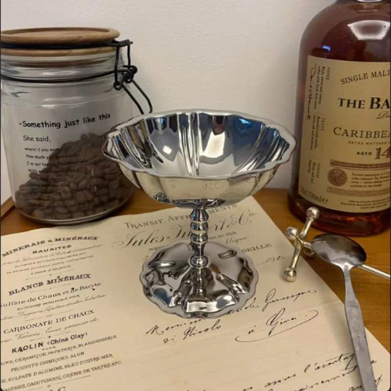 

Ele Stainl Steel Highball Glass Retro Sle Fruit Dert Bowl Lotus Cup Pure Color European Sle Dining Utensils