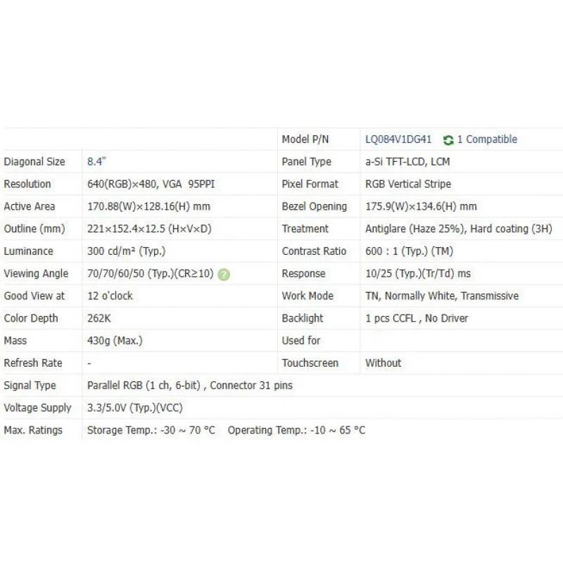 Lq084v1dg41 nova tela LCD original de 8,4 polegadas