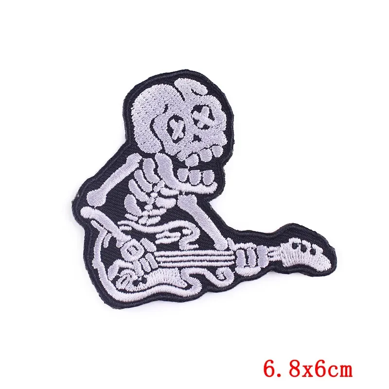 Besi pada Patch untuk pakaian Punk bordir stiker pakaian kain jahit bordir Patch termal perekat Applique Fusible