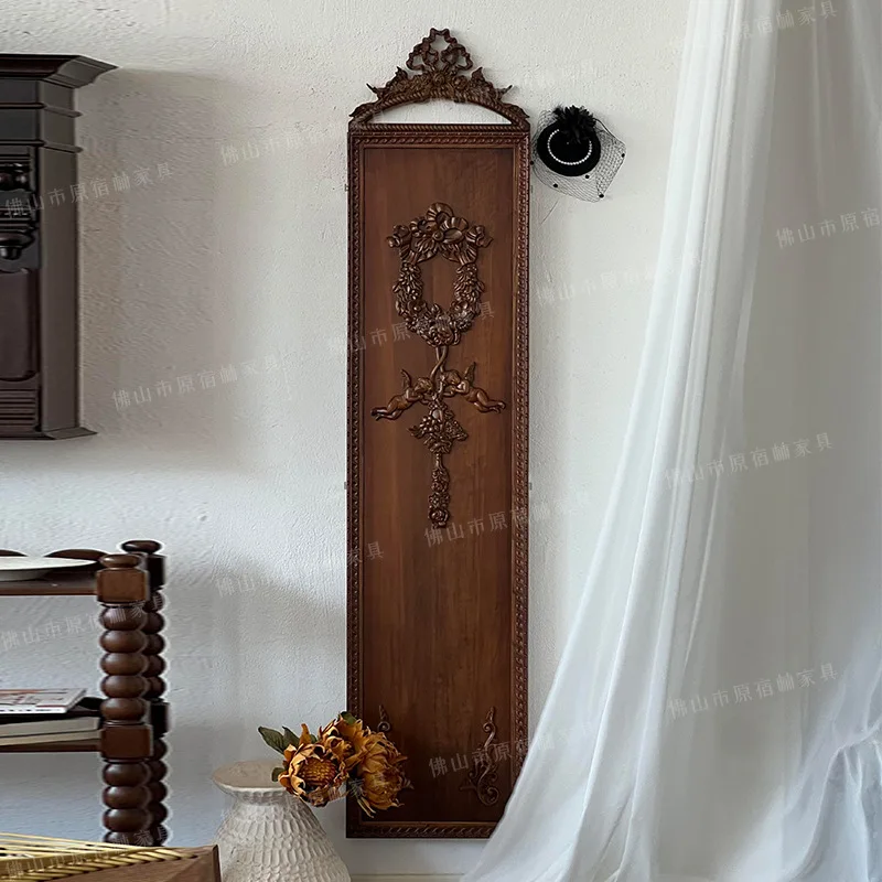 French retro Western antique mirror folding solid wood full-length mirror carved full-body mirror medium antique small apartment