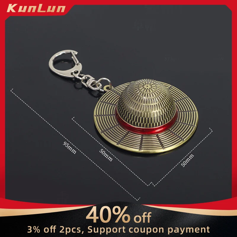 4cm/5cm Anime One Piece Luffy Straw Hat Alloy Keychain Model Bag Accessories Luffy Figure Peripherals Deoration Toys Gifts Boys