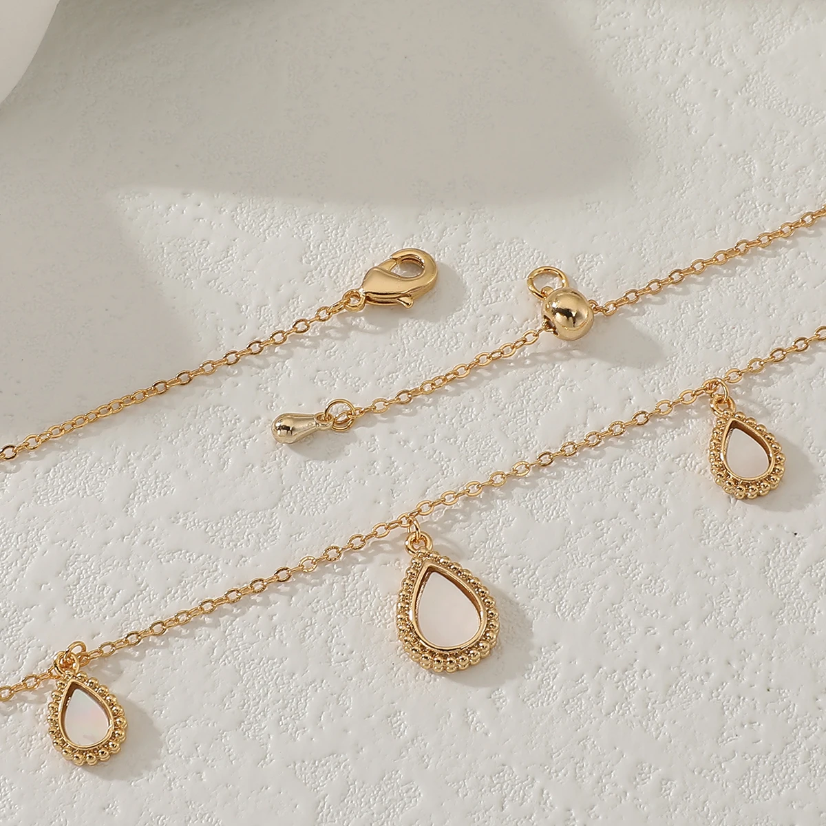 Women Fashion Tredny Sweet Copper Zircon Shell Waterdrop Design Choker Necklace Earring Set Party Wedding Jewelry Set Accessory
