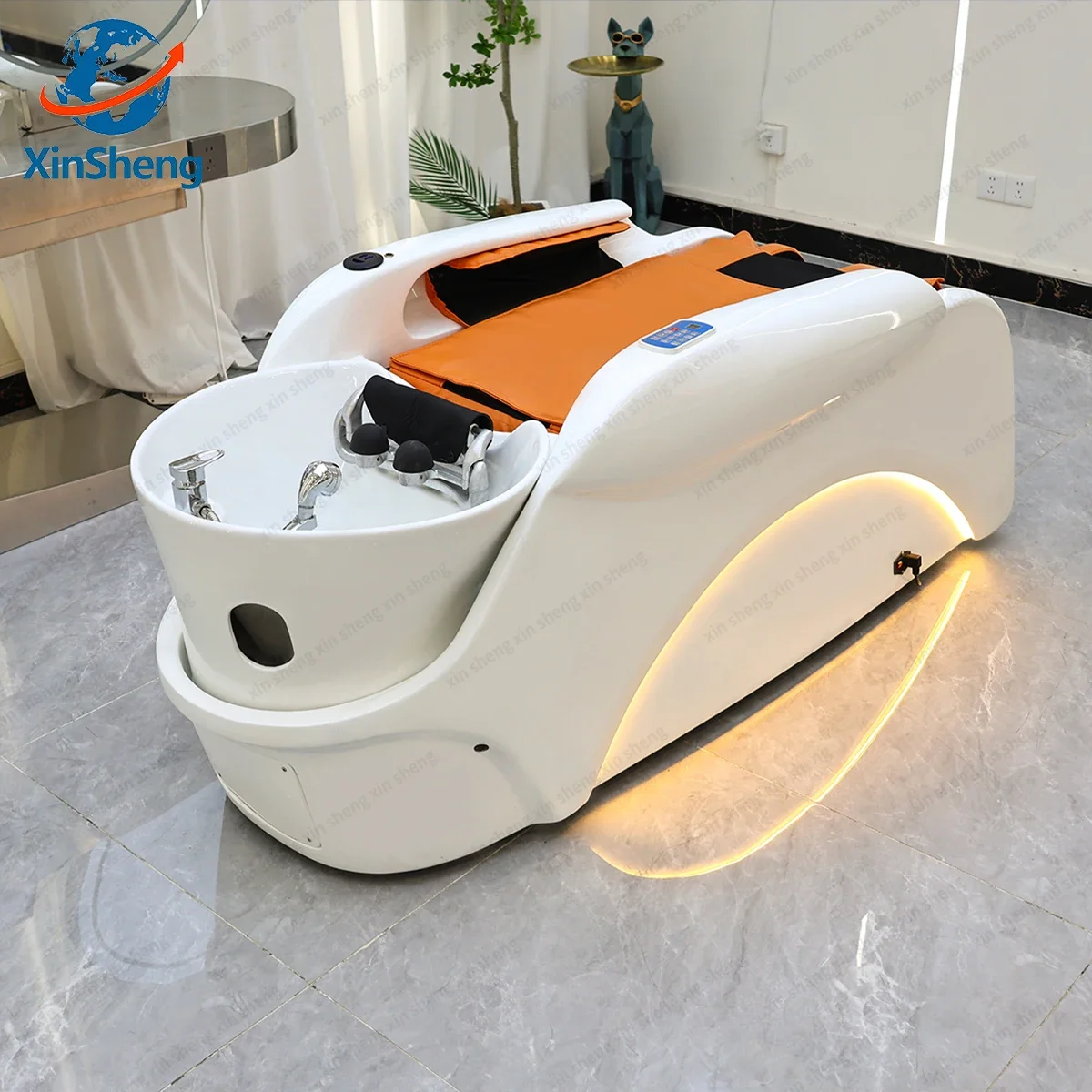 XinSheng Professional Electric Massage Bed Head SPA Salon Massage Table Hair Washing Fumigation Beds Barber Shop Smart Furniture