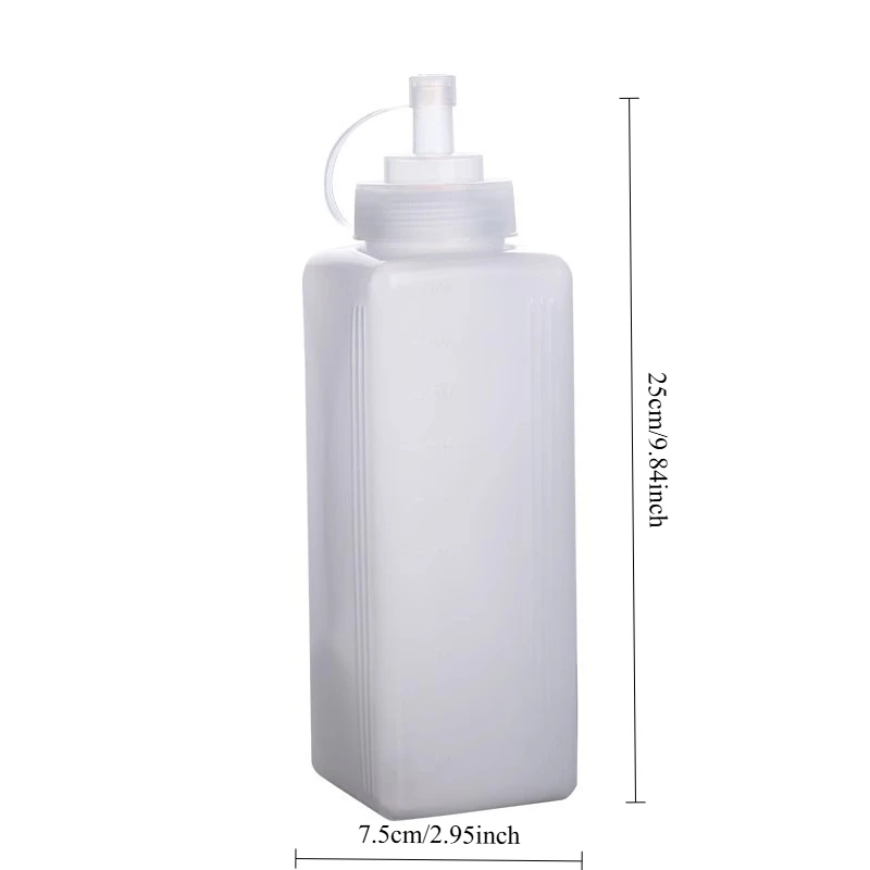 2PC Plastic Squeeze Sauce Bottle Large Caliber, for Jam Salad Dressing Vinegar Ketchup Gravy Kitchen Condiment Dispenser Tool