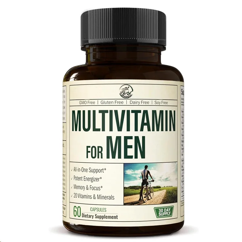 Minerais/vitamines compostos diários masculinos - vitamina A, C, E, D, B1, B2, B3, B5, etc., biotina, espirulina, zinco, antioxidante