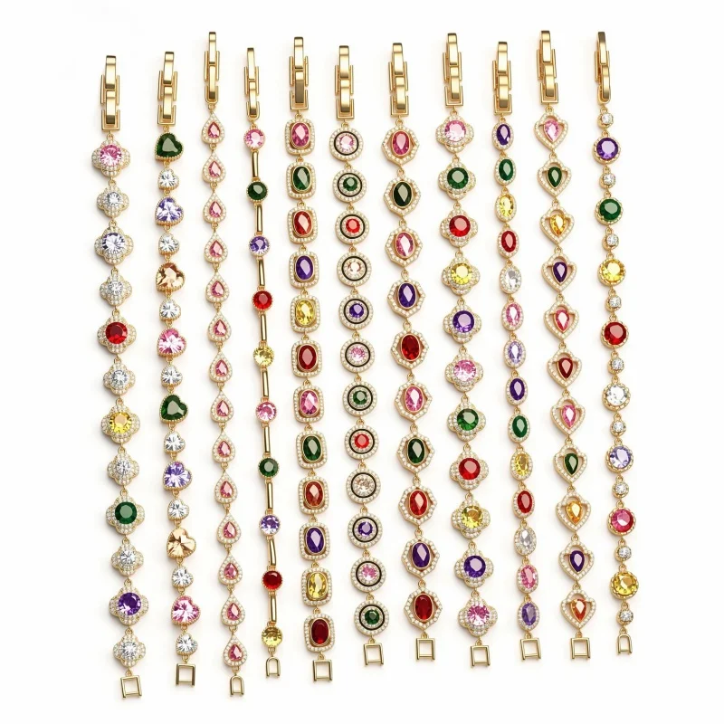 New High-end Light Luxury Colored Zirconia Bracelet for Women with High-end Design Sense, Versatile Zirconia Flower Accessories