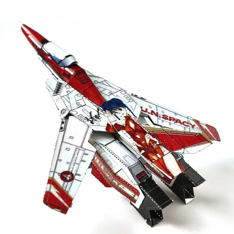 VF-1S Fighter 3D Metal Puzzle Colorful Lynn Minmay Anime Deformable Fighter Assembly Model Puzzle Jigsaw Kids Adult Toys