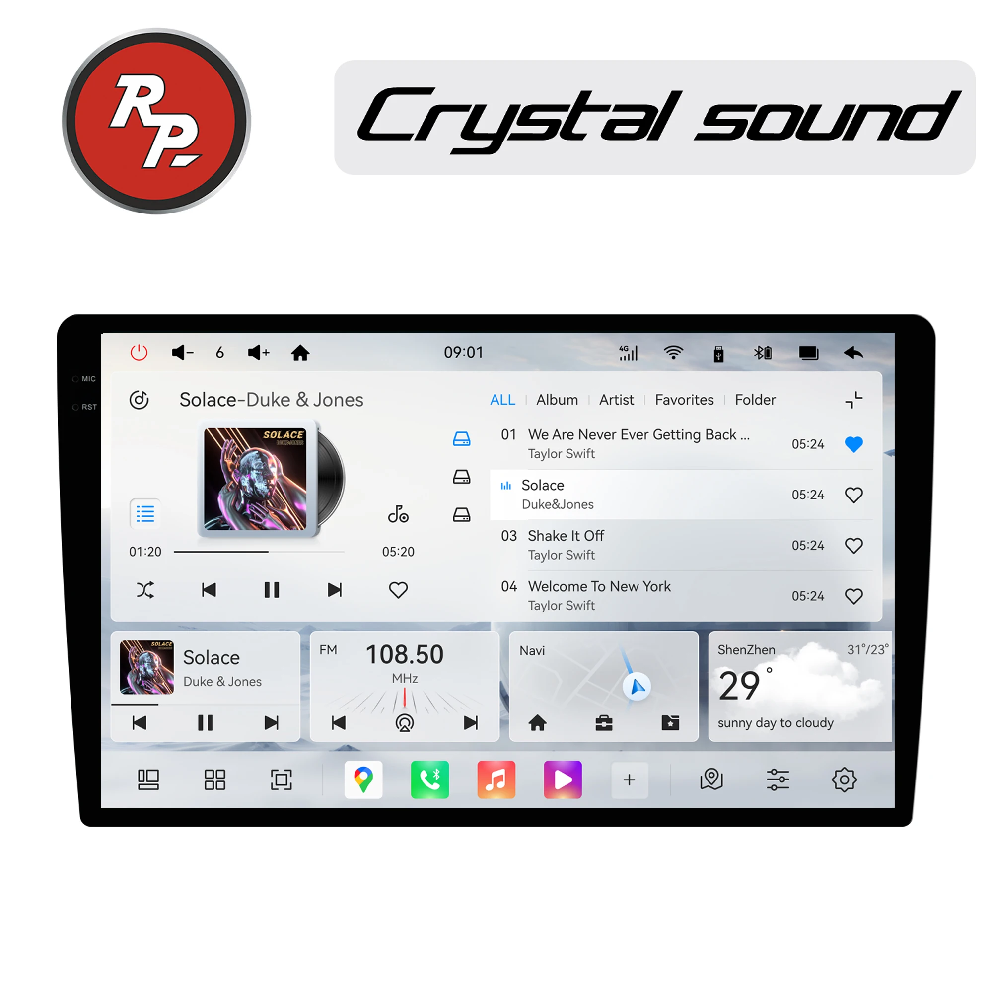 Redpower Android 850 Pro Max Multimedia Player with Crystal Sound, CarPlay Bluetooth Car Radio for Universal 9.5 inch /10.36inch