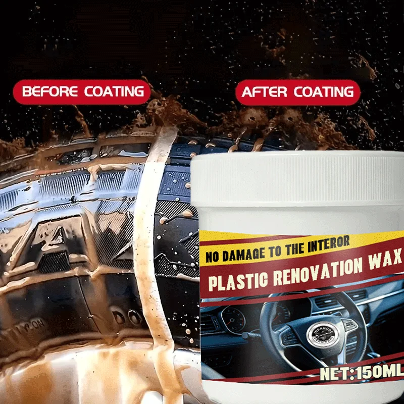 150G Plastic Renovation Wax Cream Long-Lasting Gloss Tire Shine Trim Restorer Anti-Aging Car Rubber Solution
