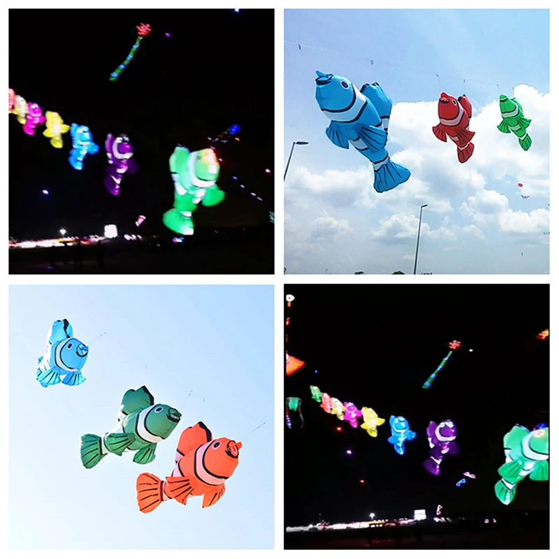 จัดส่งฟรี LED Fish Kite สําหรับผู้ใหญ่ Kite ของเล่น Professional Kites Inflatable ของเล่น WIND Power spongebob windsurfing Kite