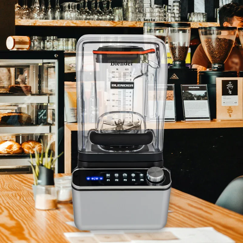 Quiet Commercial Blender Heavy Duty Blender with 2L BPA-free Jar and Timer Control Low Noise Ice Crushing