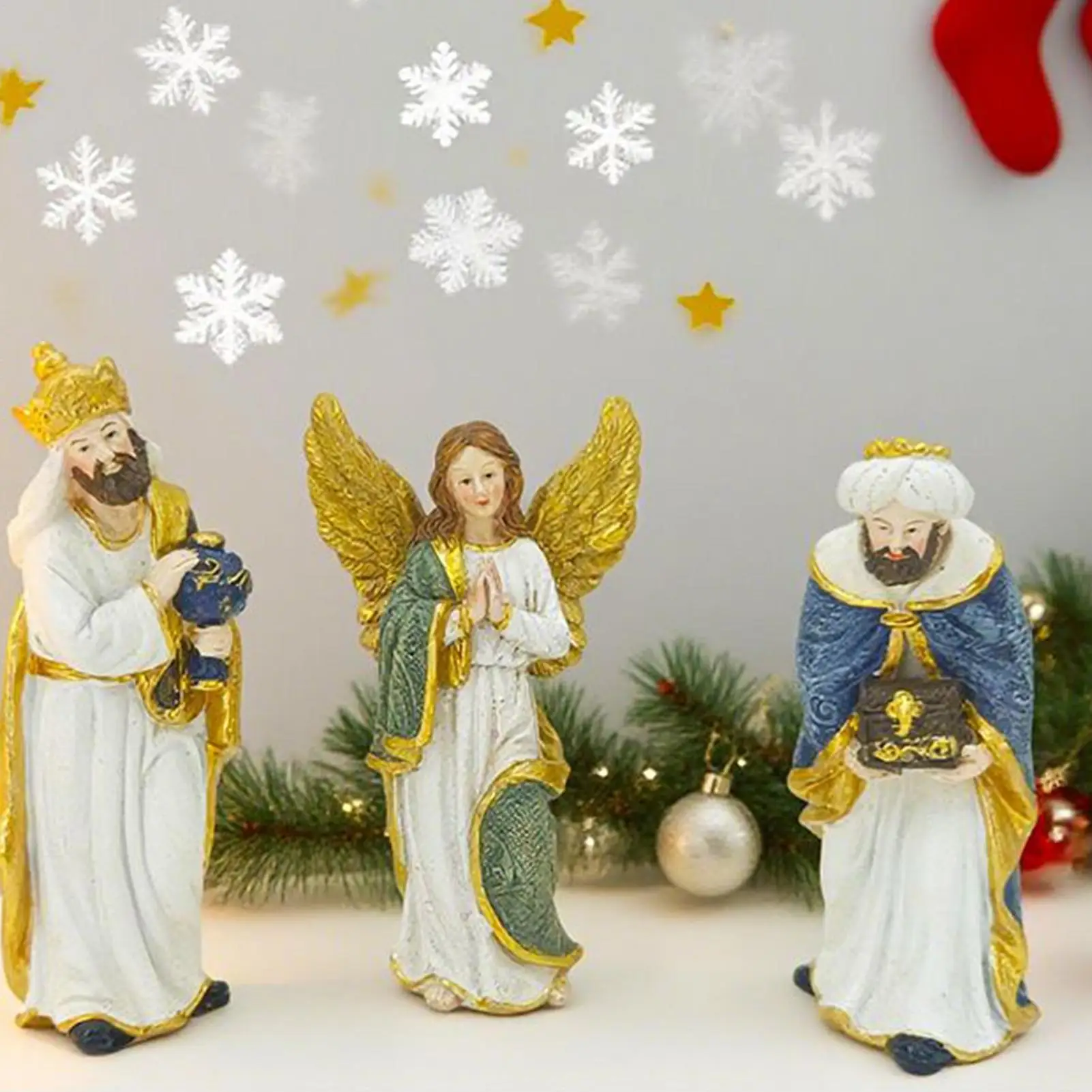 

Рождественский вертеп, набор из 11 предметов, статуя рождения Иисуса из смолы, Рождественская сцена, статуя, украшение для стола, камина, католической семьи