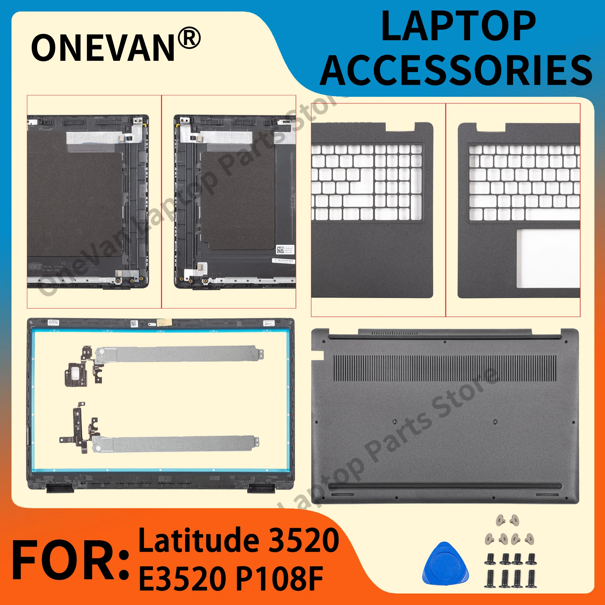 

New covers For Latitude 3520 15 E3520 Laptop LCD back case Front bezel Palmrest Button case Hinges Top Case